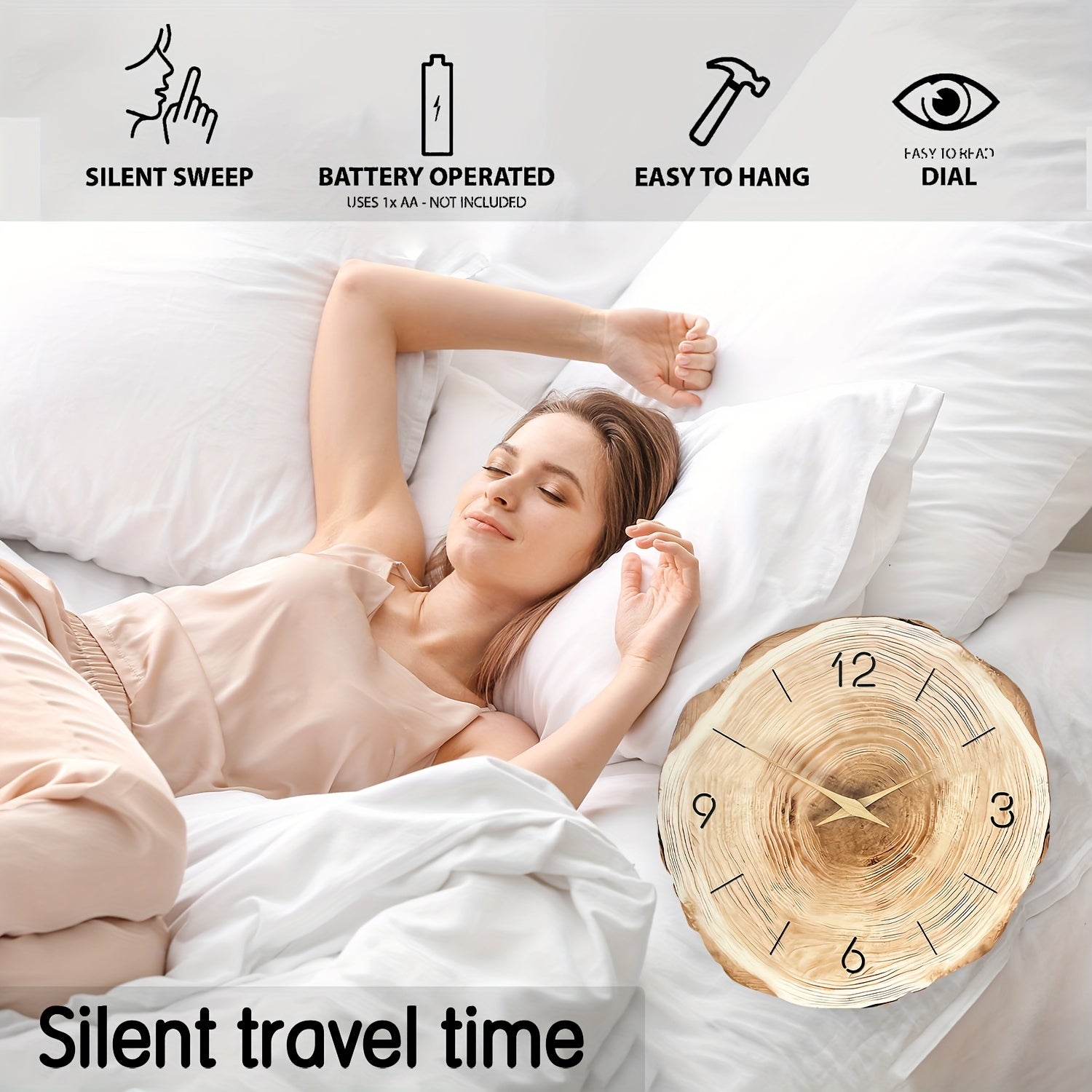 Houten Wandklok | Stil | Analoog | Geluidloze Wandklok | Wandklok-Boetiek Moda