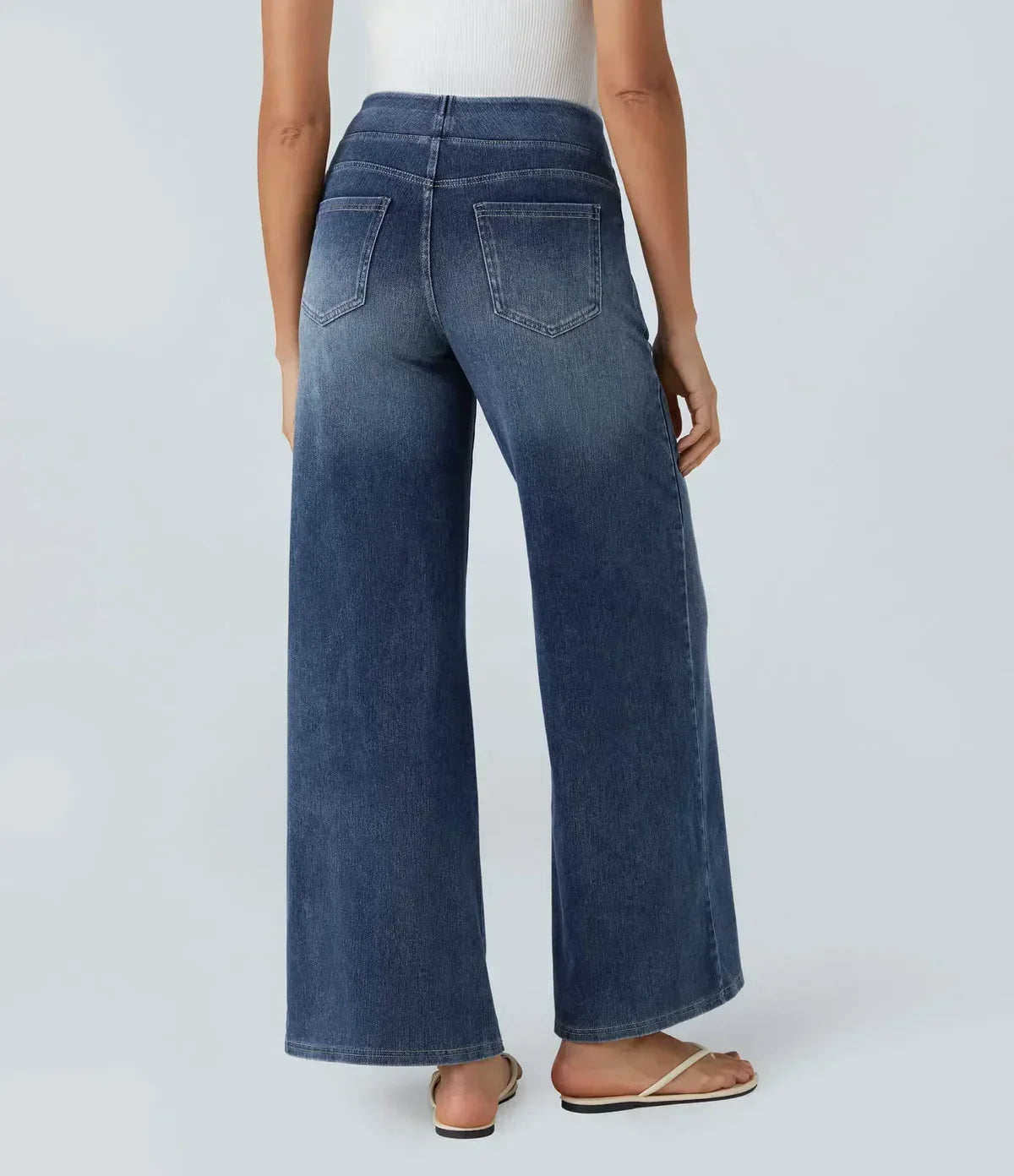 Jeans met wijde pijpen - Dames Elastische High Waist Stretchy Jeans-Boetiek Moda