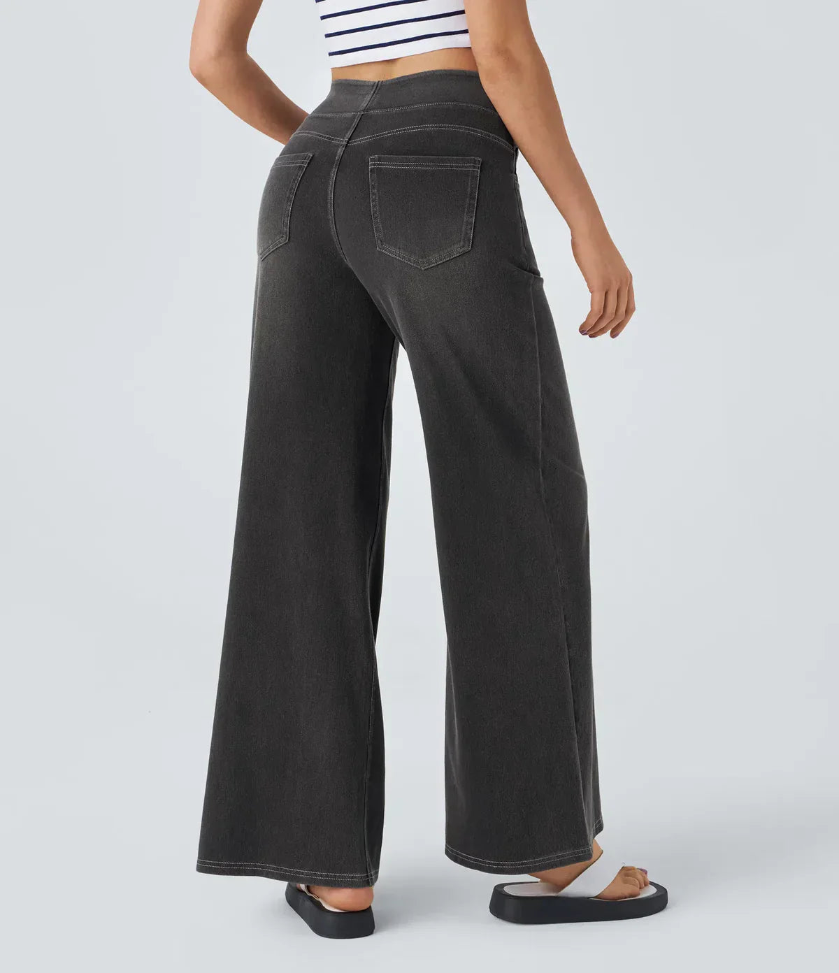Jeans met wijde pijpen - Dames Elastische High Waist Stretchy Jeans-Boetiek Moda