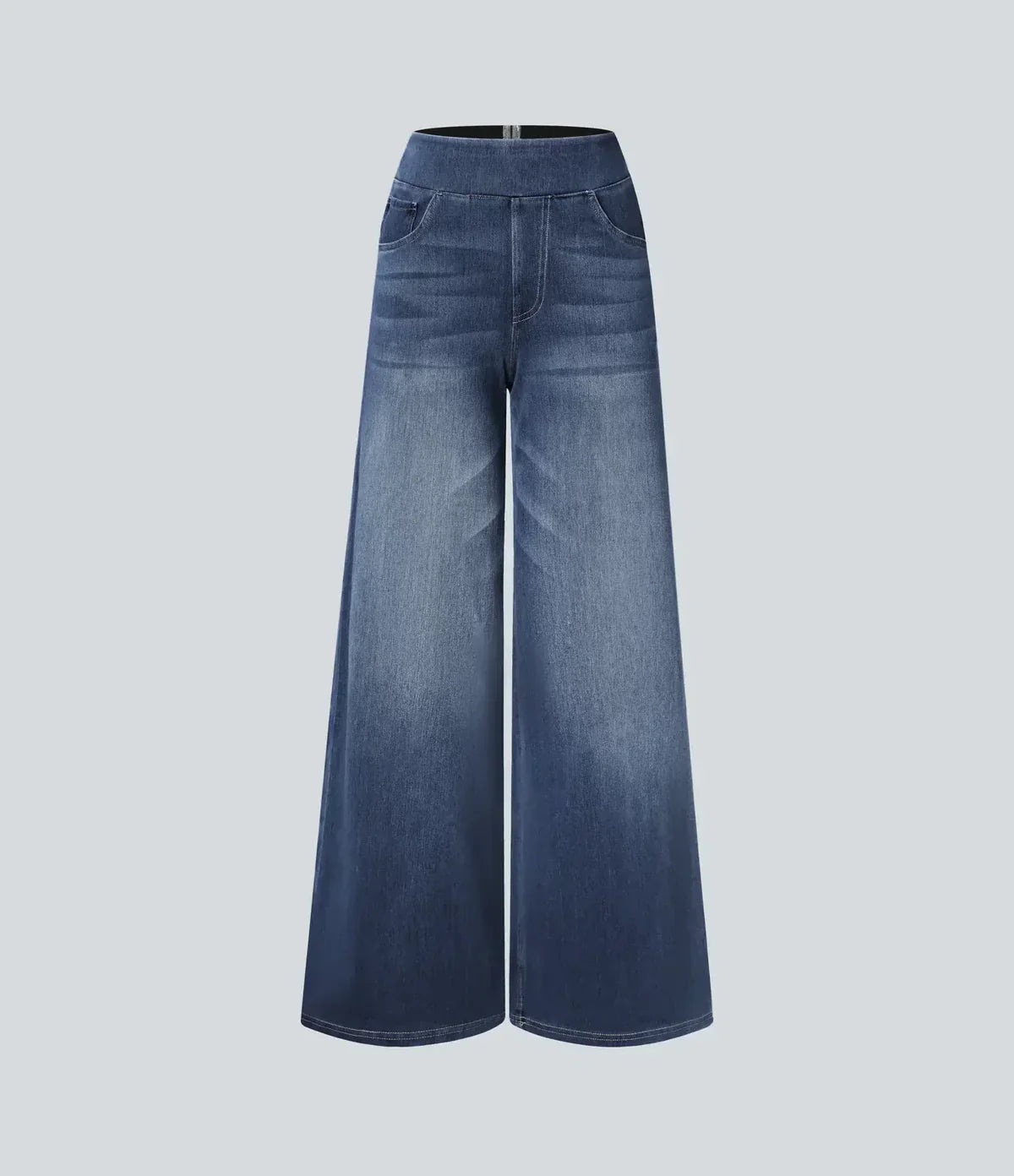 Jeans met wijde pijpen - Dames Elastische High Waist Stretchy Jeans-Boetiek Moda