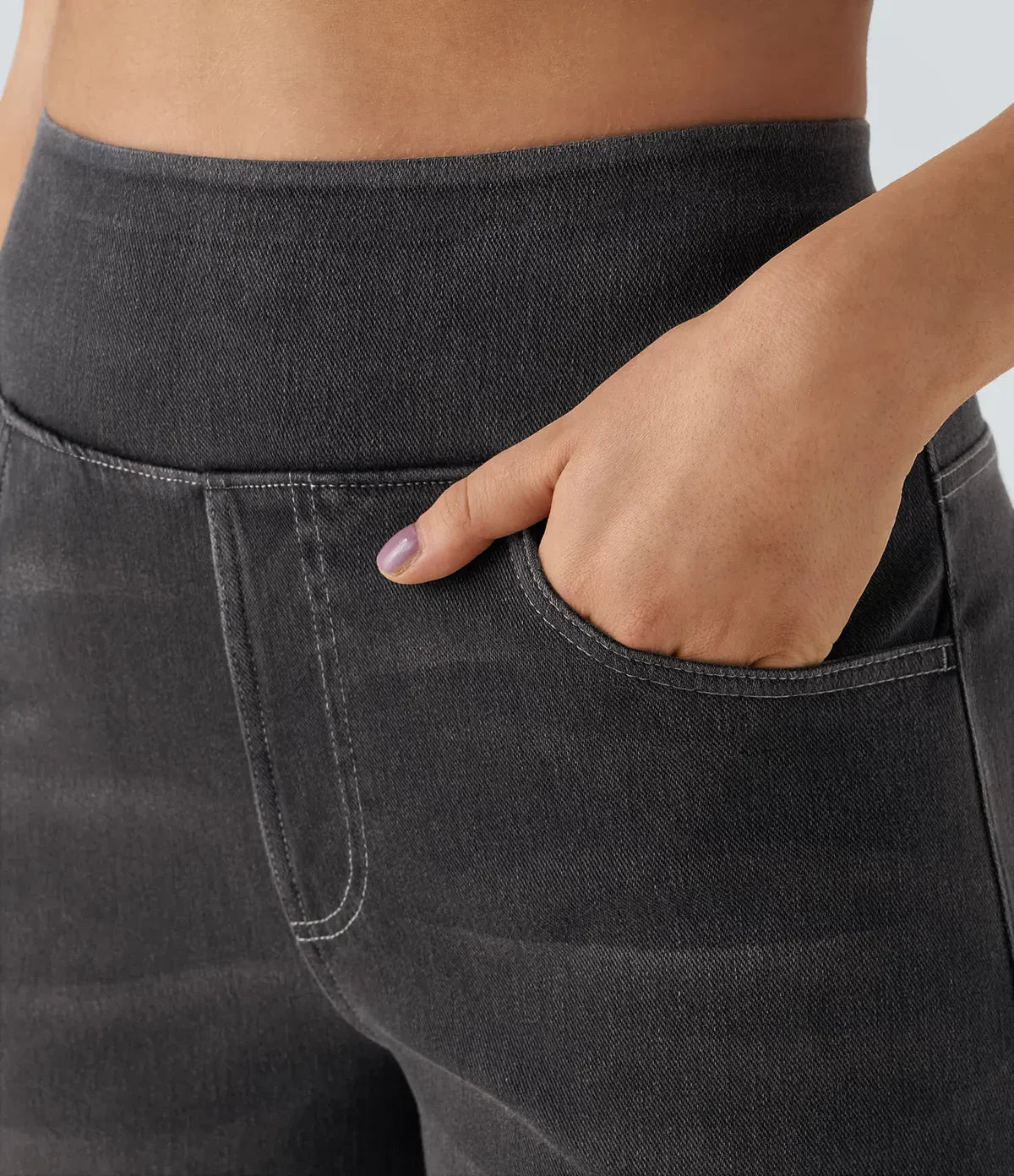 Jeans met wijde pijpen - Dames Elastische High Waist Stretchy Jeans-Boetiek Moda