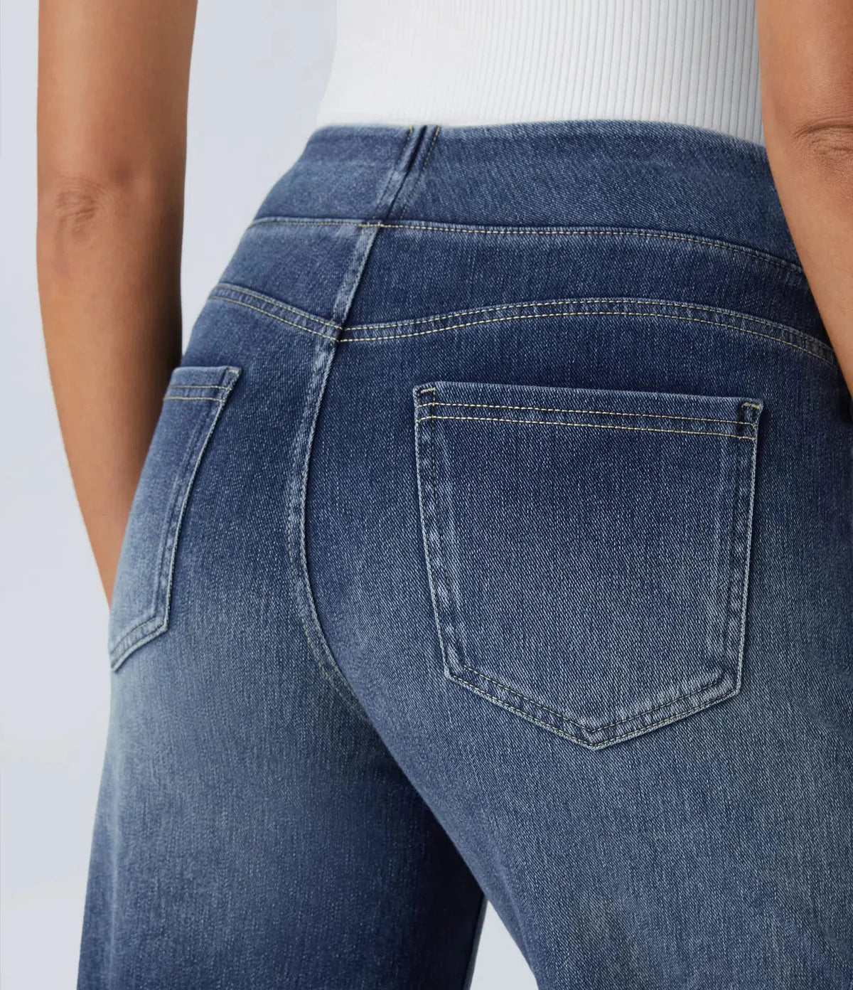 Jeans met wijde pijpen - Dames Elastische High Waist Stretchy Jeans-Boetiek Moda