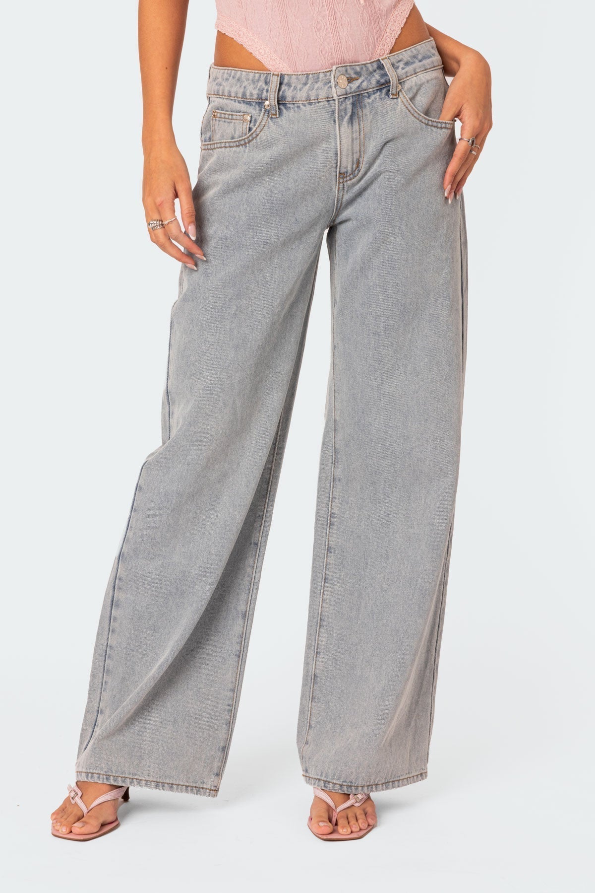 Jeans met wijde pijpen - Dames Stretchy Baggy Jeans met lage taille-Boetiek Moda