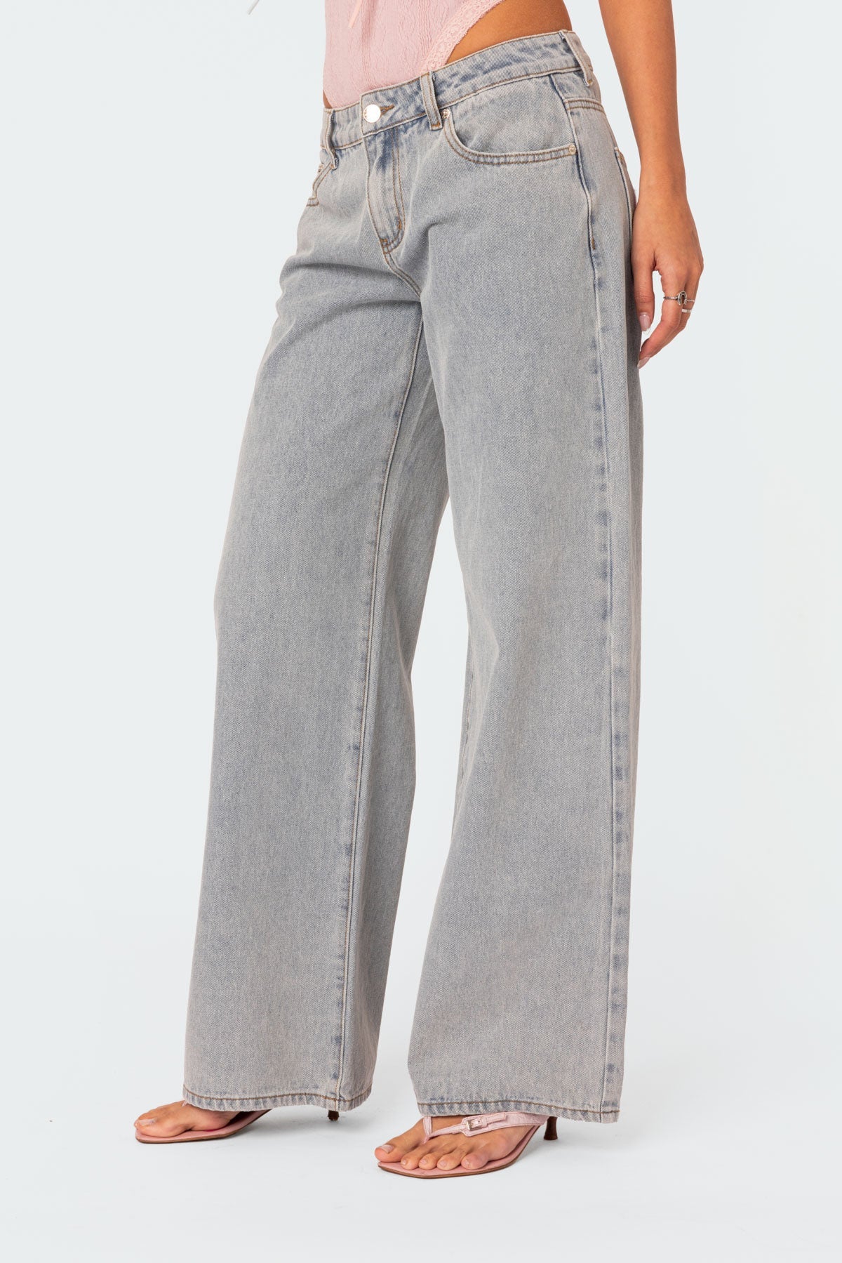 Jeans met wijde pijpen - Dames Stretchy Baggy Jeans met lage taille-Boetiek Moda
