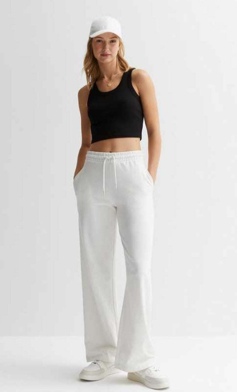 Joggers met wijde pijpen | Elastische taille | Koord | Sweatbroeken met wijde pijpen | Damesbroeken-Boetiek Moda