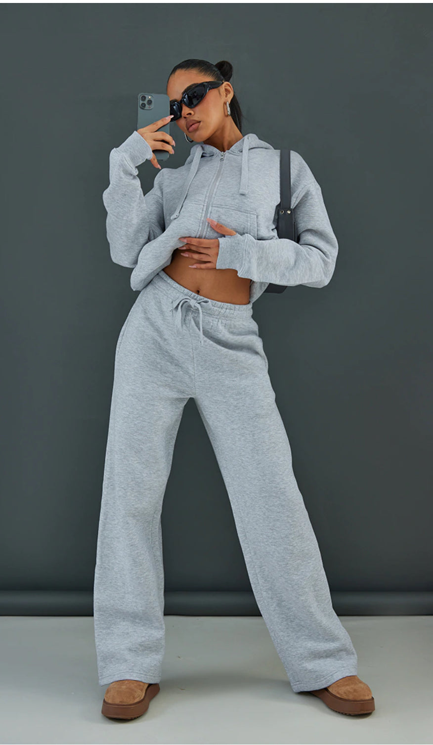 Joggers met wijde pijpen | Elastische taille | Koord | Sweatbroeken met wijde pijpen | Damesbroeken-Boetiek Moda