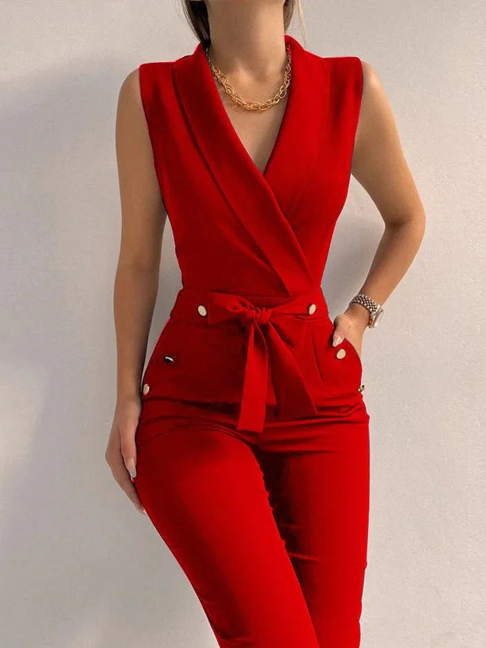 Jumpsuit - V-hals - Mouwloos - Elegante Jumpsuit - Formele Jumpsuits voor Vrouwen-Boetiek Moda