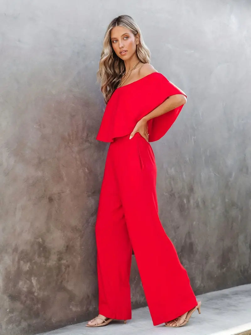 Jumpsuit eendelig - Wijd been - Off Schouder - Strapless Jumpsuit - Zomerkleding-Boetiek Moda