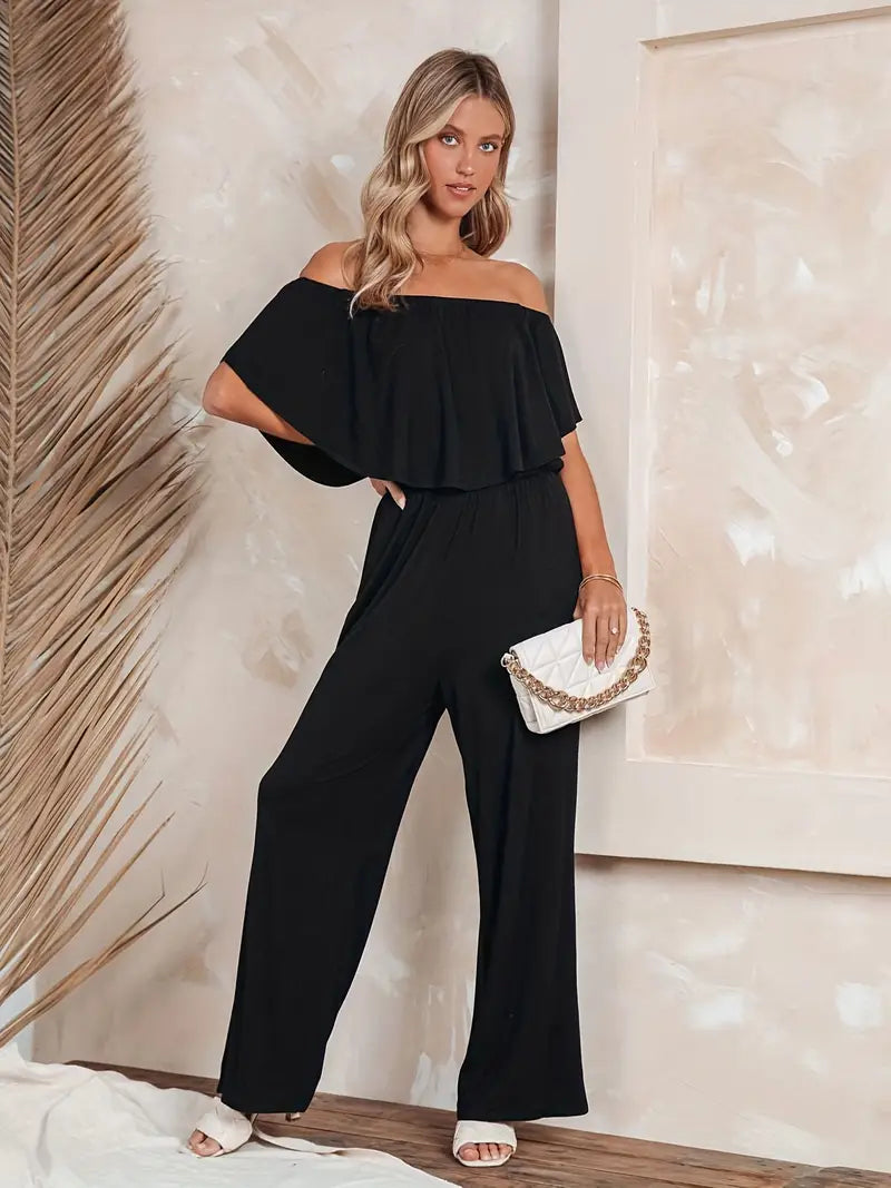 Jumpsuit eendelig - Wijd been - Off Schouder - Strapless Jumpsuit - Zomerkleding-Boetiek Moda