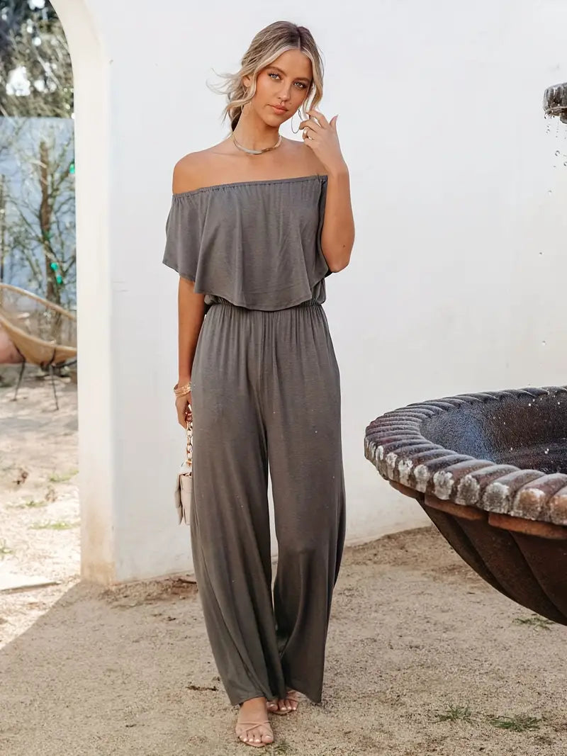 Jumpsuit eendelig - Wijd been - Off Schouder - Strapless Jumpsuit - Zomerkleding-Boetiek Moda