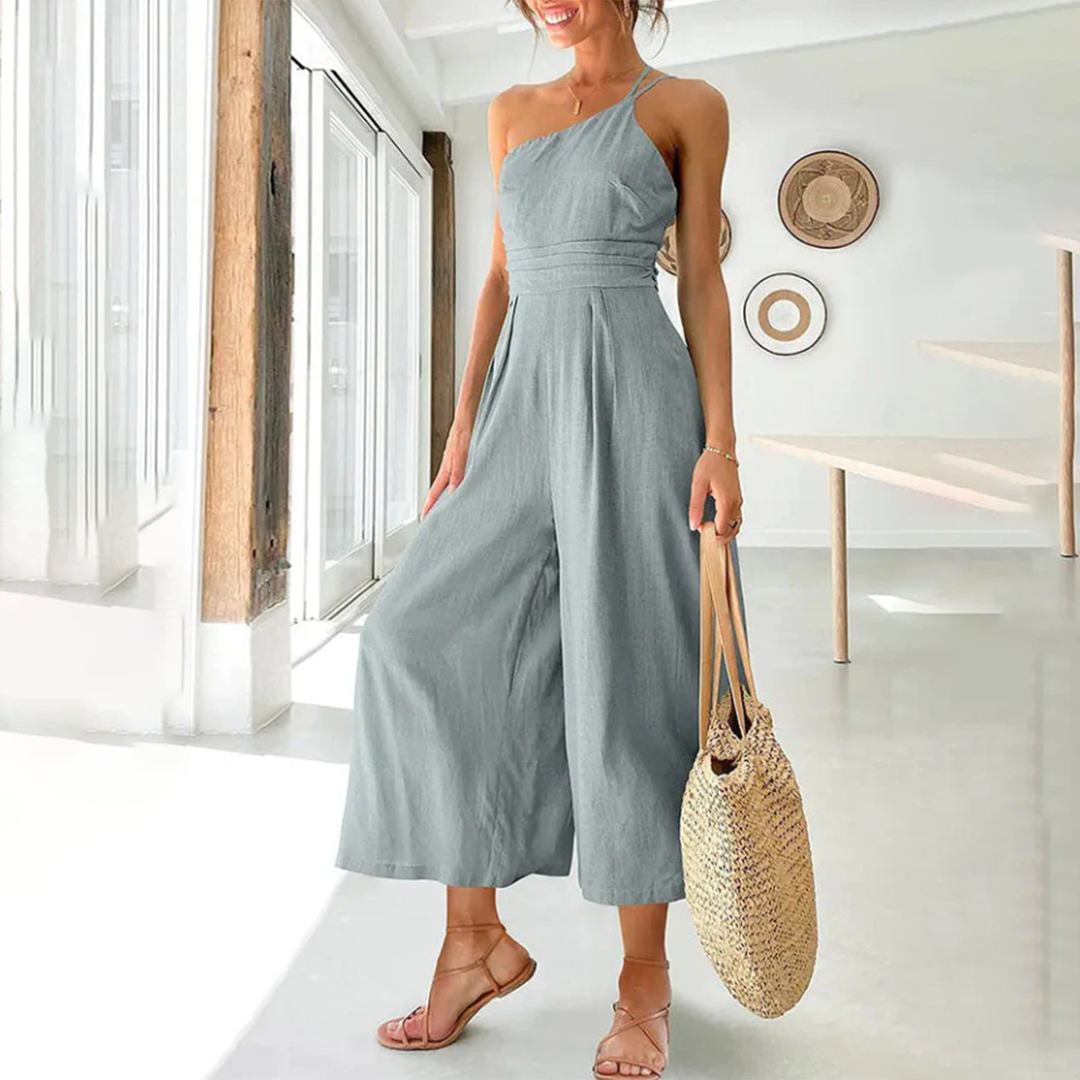Jumpsuit met één schouder - Wijde pijpen - Elegant - Jumpsuit - Zomerkleding-Boetiek Moda