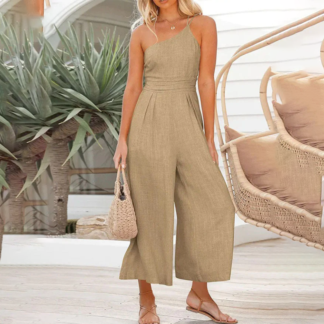 Jumpsuit met één schouder - Wijde pijpen - Elegant - Jumpsuit - Zomerkleding-Boetiek Moda