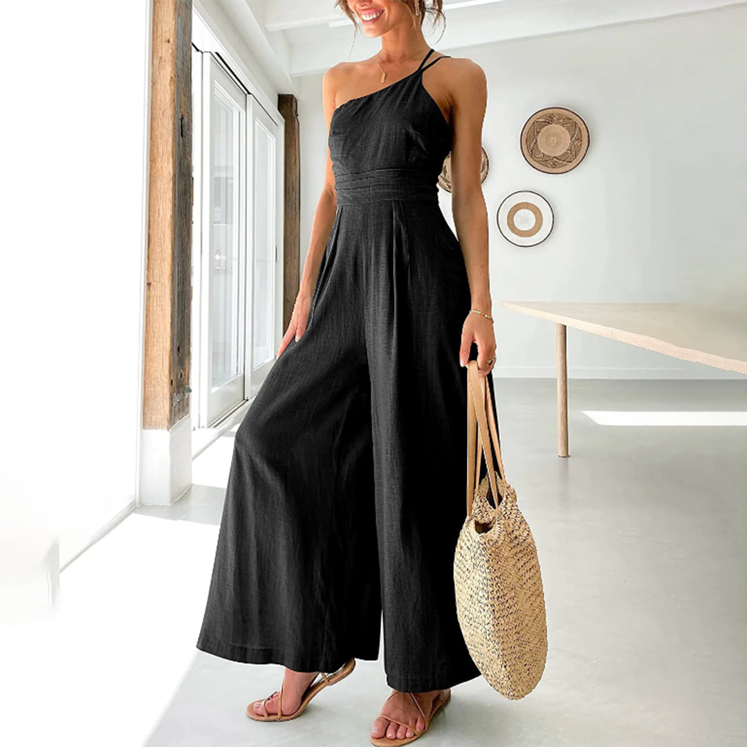 Jumpsuit met één schouder - Wijde pijpen - Elegant - Jumpsuit - Zomerkleding-Boetiek Moda