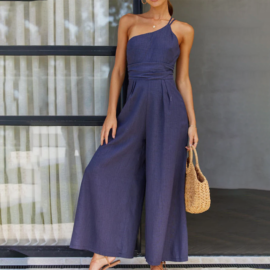 Jumpsuit met één schouder - Wijde pijpen - Elegant - Jumpsuit - Zomerkleding-Boetiek Moda