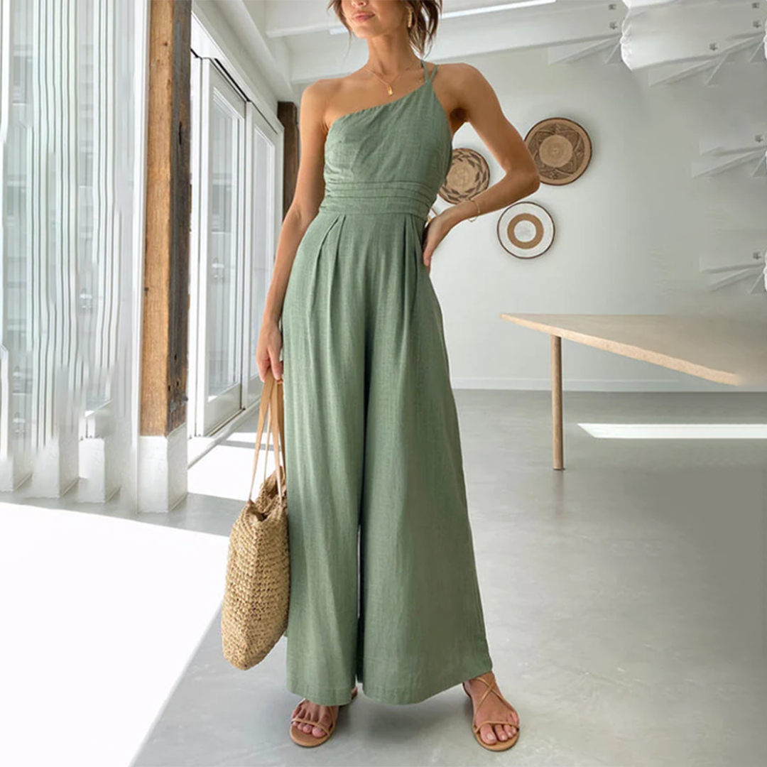 Jumpsuit met één schouder - Wijde pijpen - Elegant - Jumpsuit - Zomerkleding-Boetiek Moda