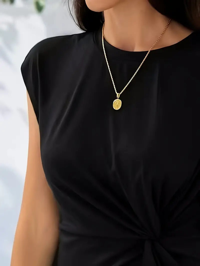 Jurk | Korte Mouw | Knielengte | Elegante Jurk | Midi Jurk-Boetiek Moda