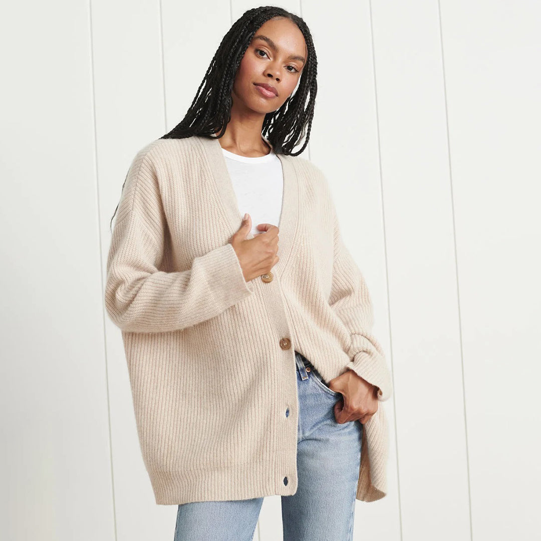 Kasjmier Vest - Oversized gebreid vest met V-hals voor dames-Boetiek Moda