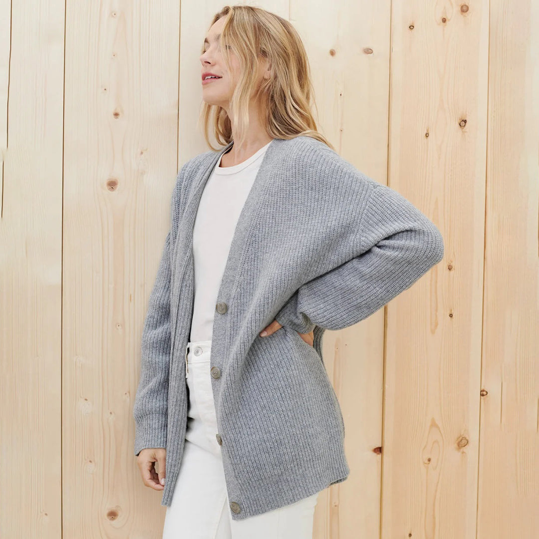 Kasjmier Vest - Oversized gebreid vest met V-hals voor dames-Boetiek Moda