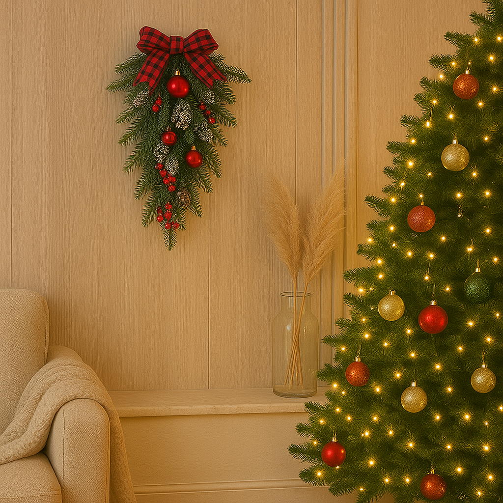 Kerst Swag Krans - Kerst Muur Deur Teardrop Swag Decoratie-Boetiek Moda