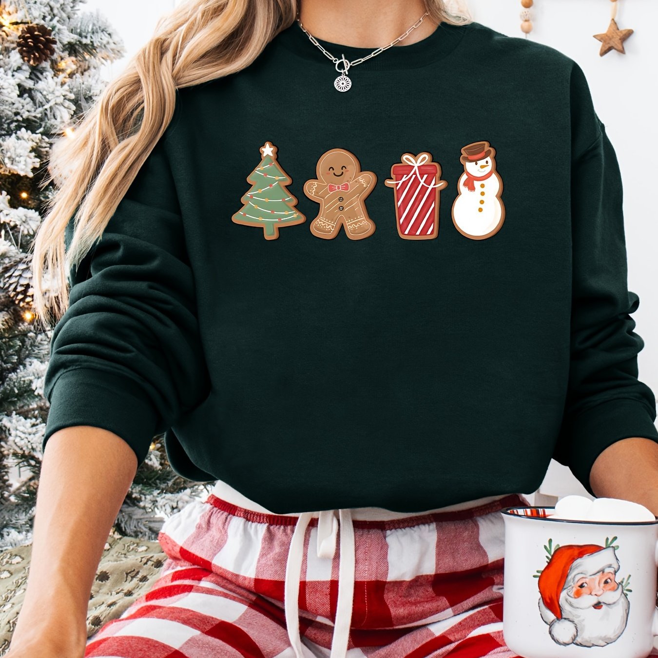 Kerst Trui - Groen - Relaxed Fit - Kerst Trui - Damestrui-Boetiek Moda