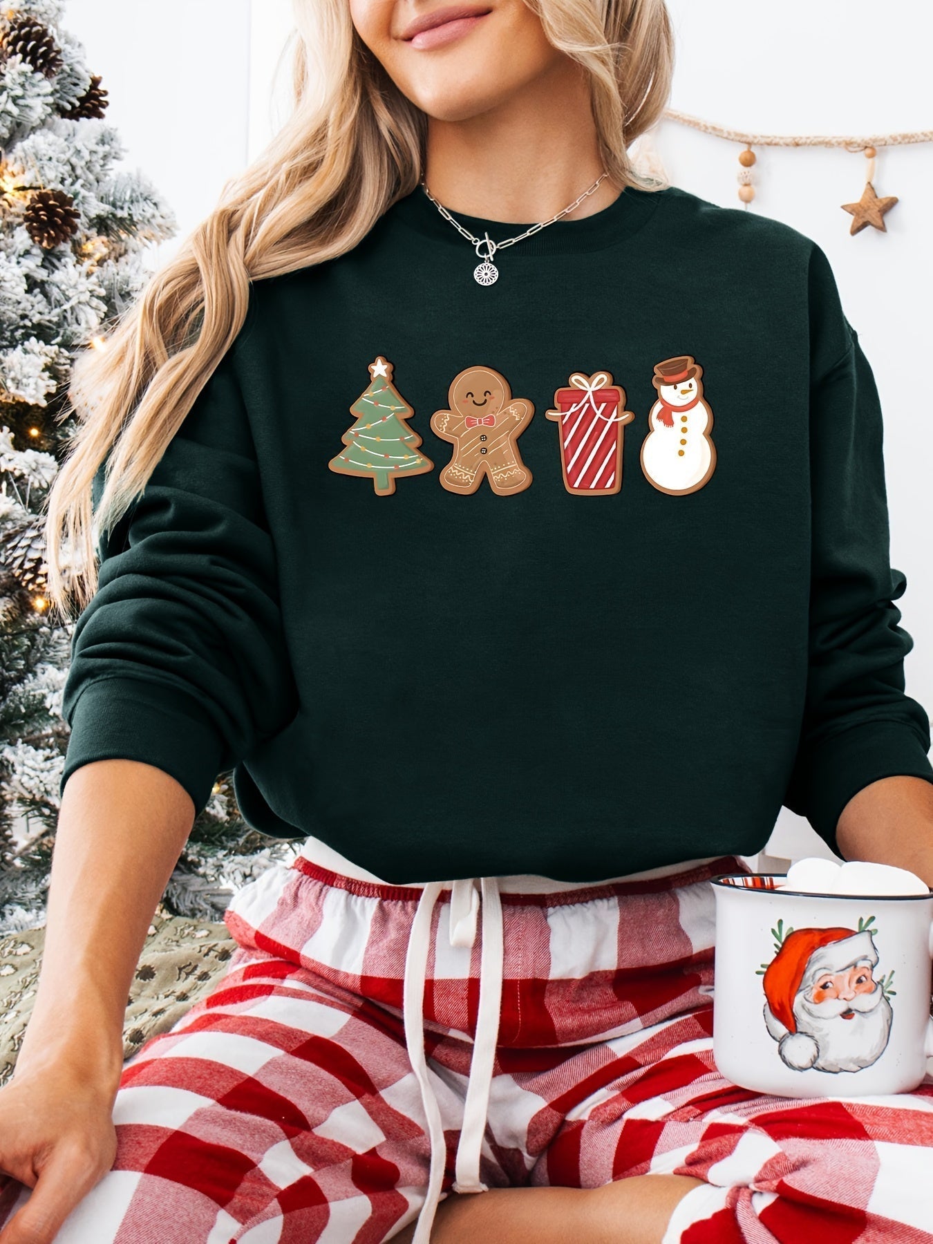 Kerst Trui - Groen - Relaxed Fit - Kerst Trui - Damestrui-Boetiek Moda