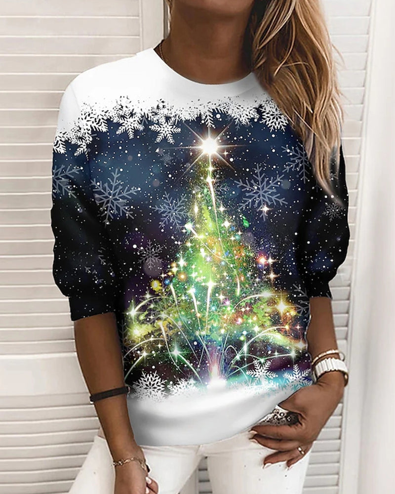 Kerst Trui - Losjes model - Ronde Hals - Kerst Sweatshirt - Dameskleding-Boetiek Moda
