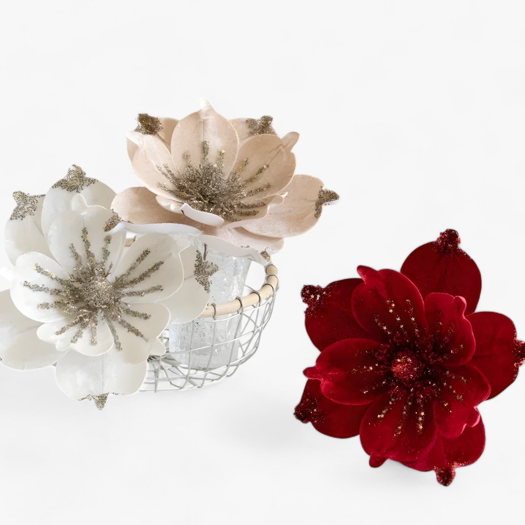 Kerstboom bloem | Kunstmatig | Glanzend | Kerstbloem | Kerstboomversiering-Boetiek Moda