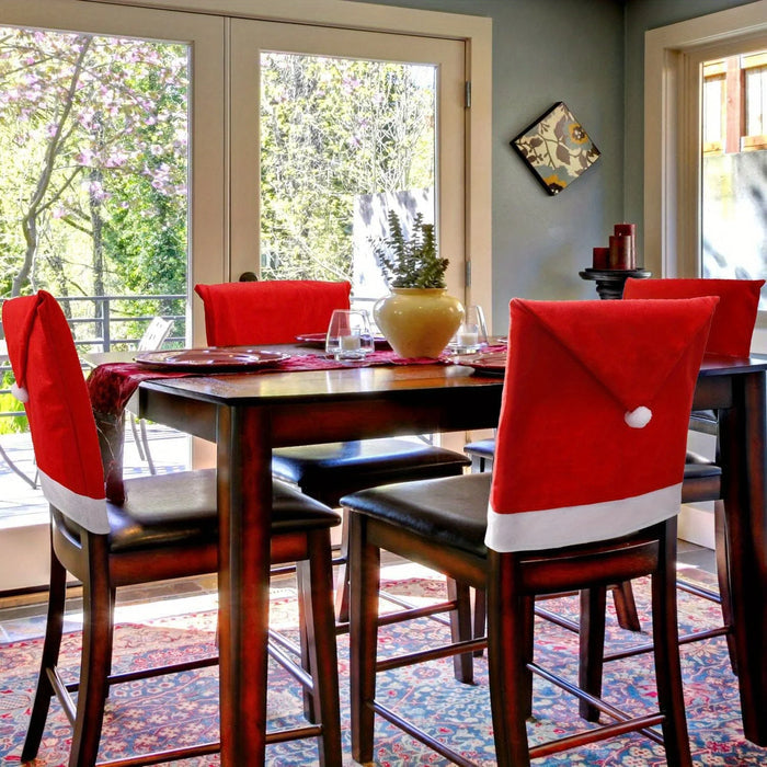Kerstmuts stoelhoezen | Stoelrugkussens | Kerstdecoratie | Kerststoelhoezen | Kerst eetkamerstoelhoezen-Boetiek Moda