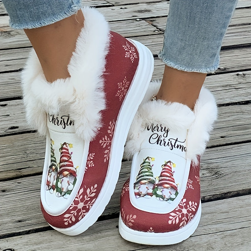 Kerstschoenen - Dames instapschoenen met bontvoering voor de winter-Boetiek Moda