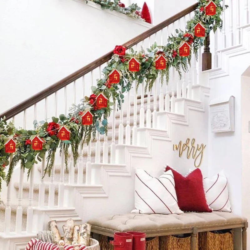 Kerstverlichting - Klein houten LED Huis Kerst String Lights-Boetiek Moda