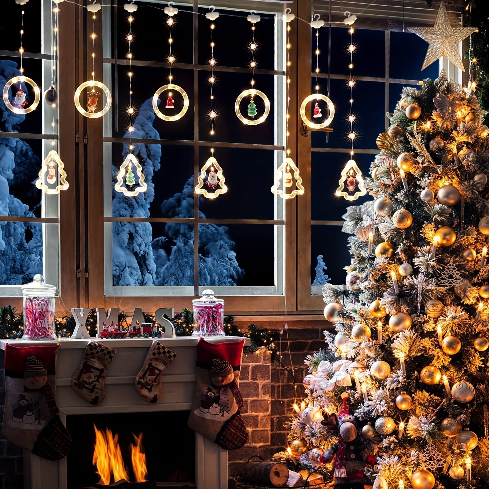 Kerstverlichting voor ramen | Hangend | Cirkelvormig | Kerstversiering voor ramen | Kerstverlichting-Boetiek Moda