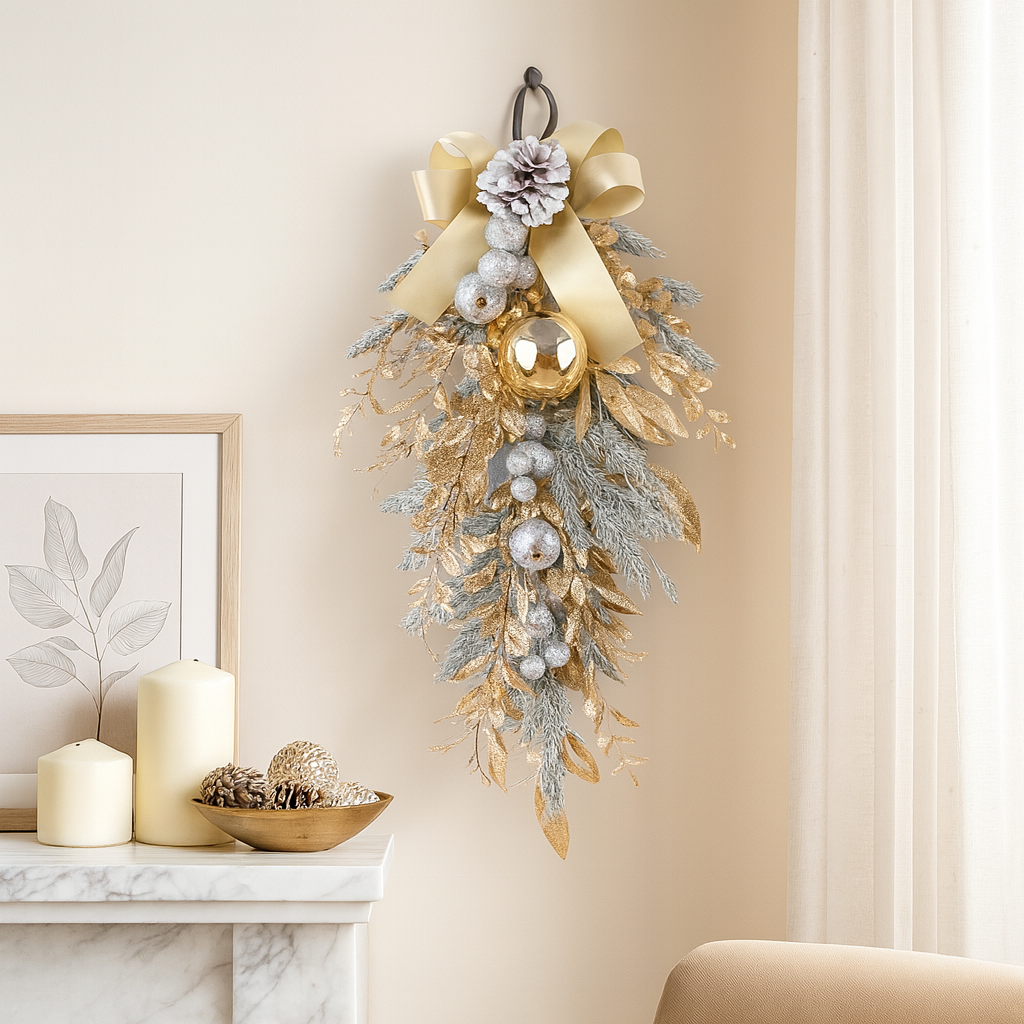 Kerstversiering - Druppelvormige versiering - Deurversiering - Kerstkrans - Kerstversiering voor aan de muur-Boetiek Moda