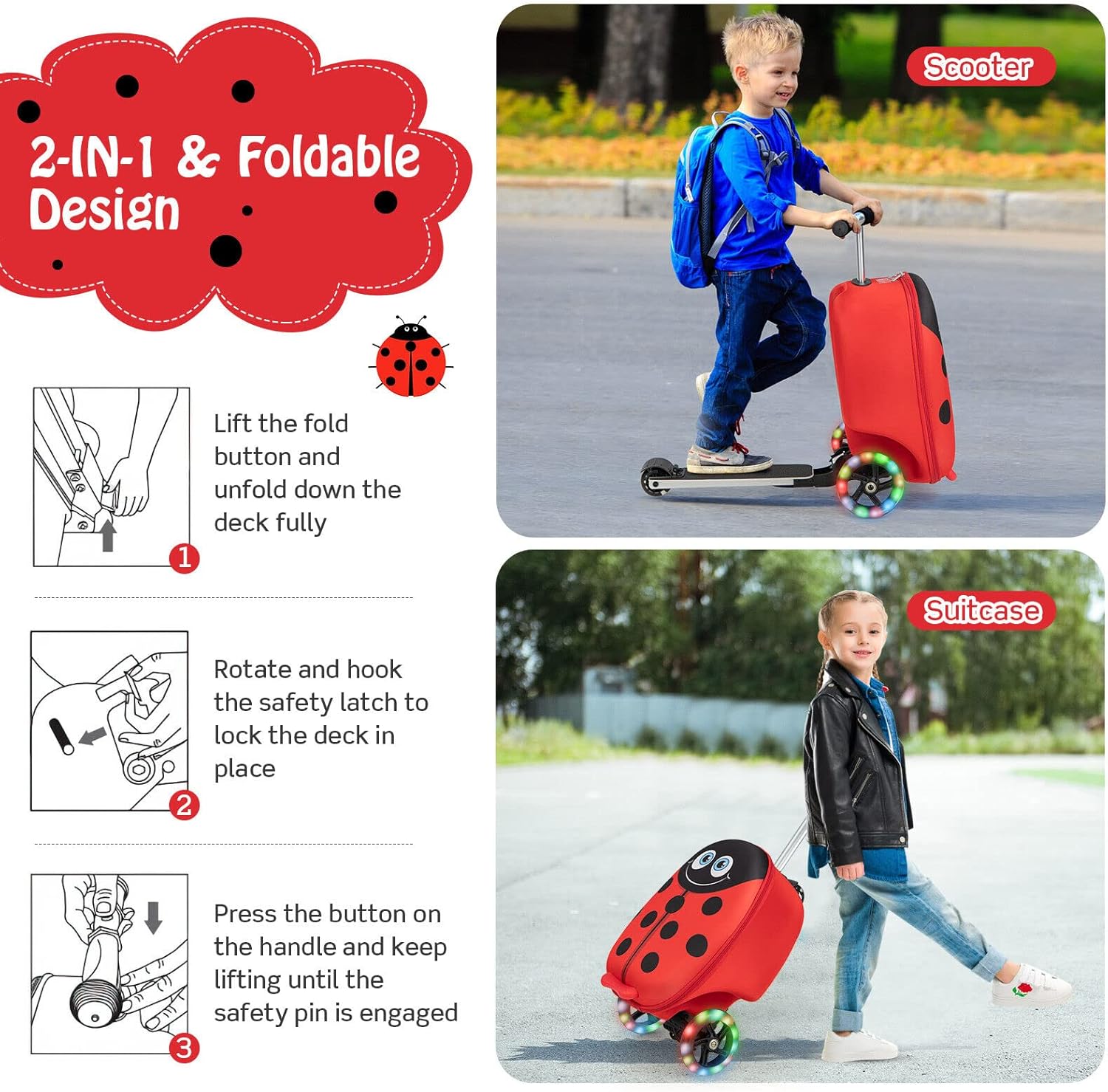 Kinderstepkoffer - Opvouwbaar - Microstep - Ride On-koffer - Kinderkoffer-Boetiek Moda