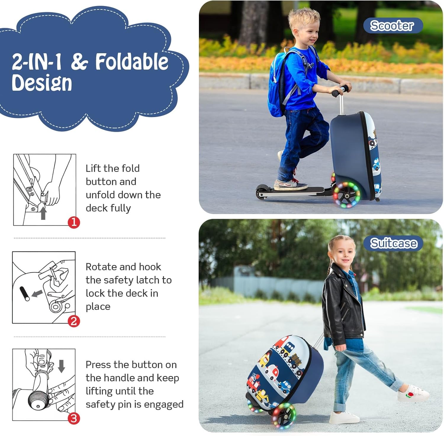 Kinderstepkoffer - Opvouwbaar - Microstep - Ride On-koffer - Kinderkoffer-Boetiek Moda