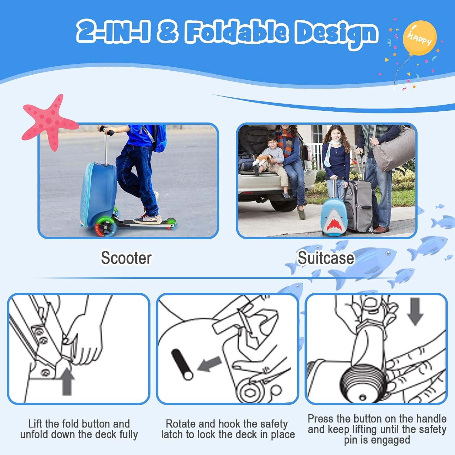 Kinderstepkoffer - Opvouwbaar - Microstep - Ride On-koffer - Kinderkoffer-Boetiek Moda