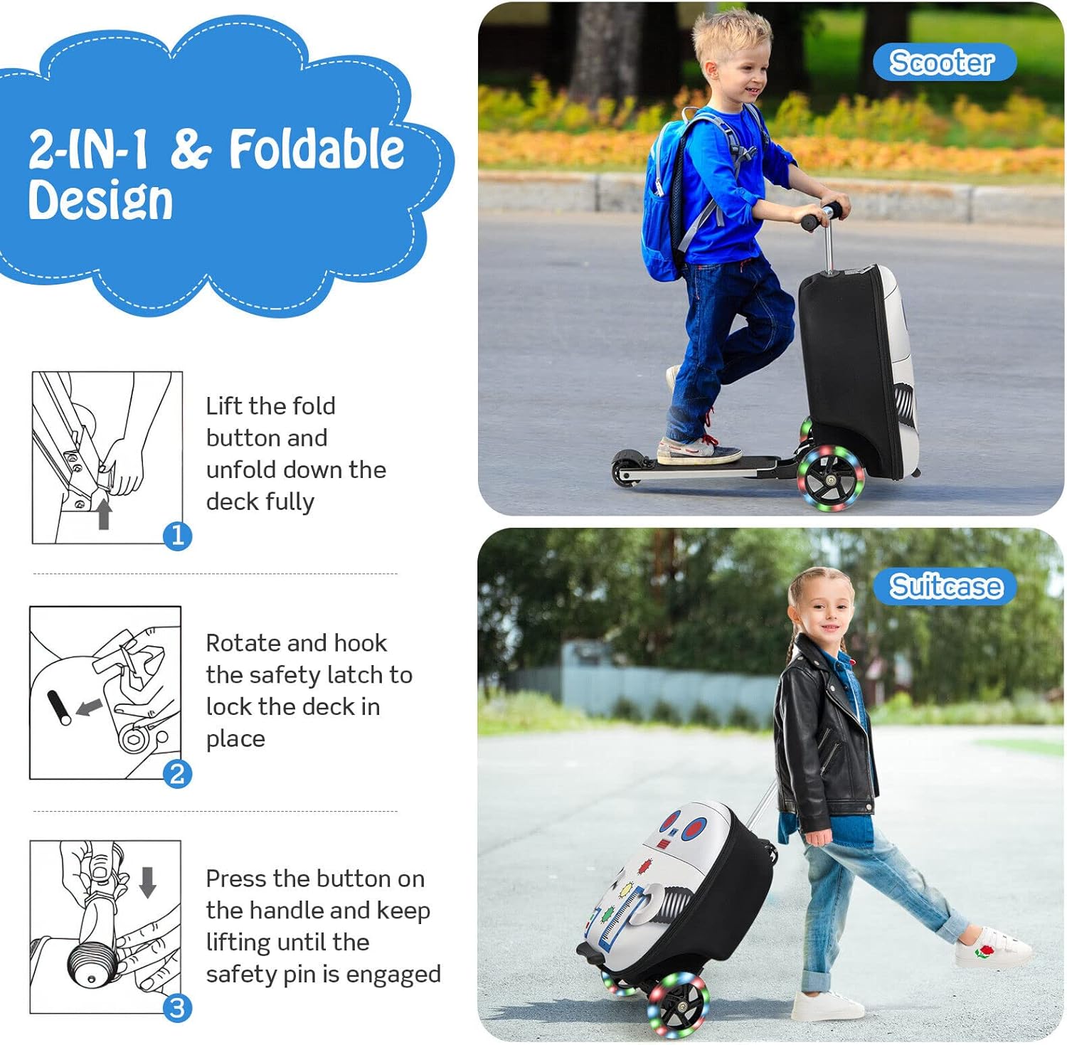 Kinderstepkoffer - Opvouwbaar - Microstep - Ride On-koffer - Kinderkoffer-Boetiek Moda