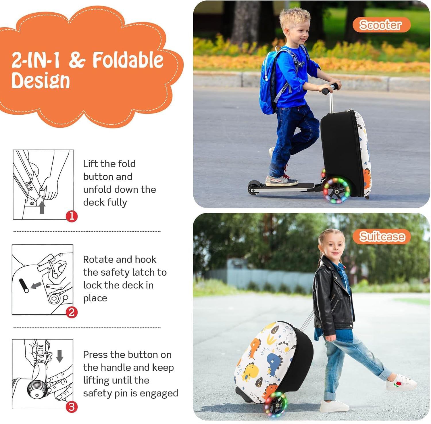 Kinderstepkoffer - Opvouwbaar - Microstep - Ride On-koffer - Kinderkoffer-Boetiek Moda