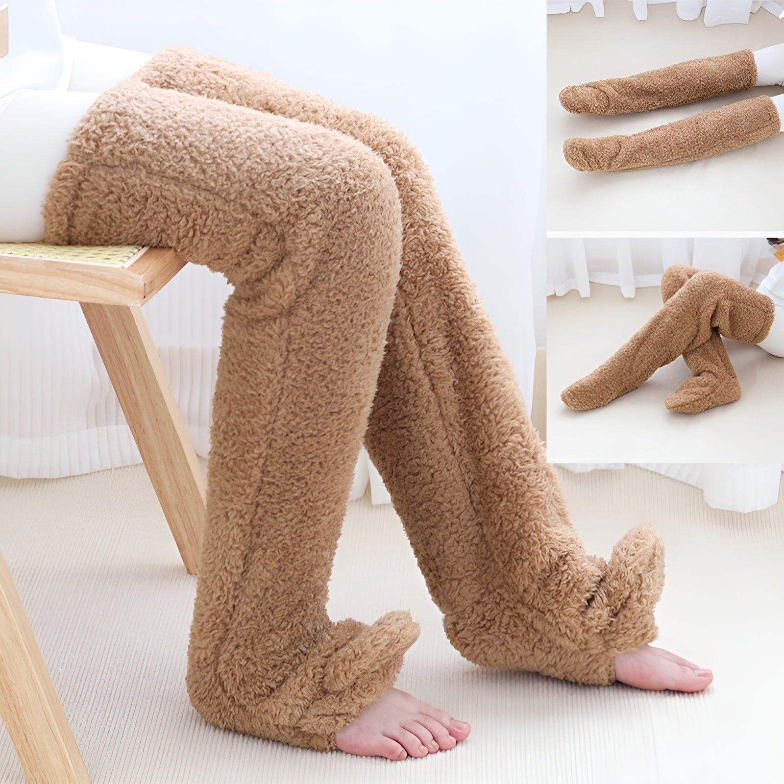 Kniehoge Sokken - Hoge loungewear beenwarmers van fleece voor dames-Boetiek Moda