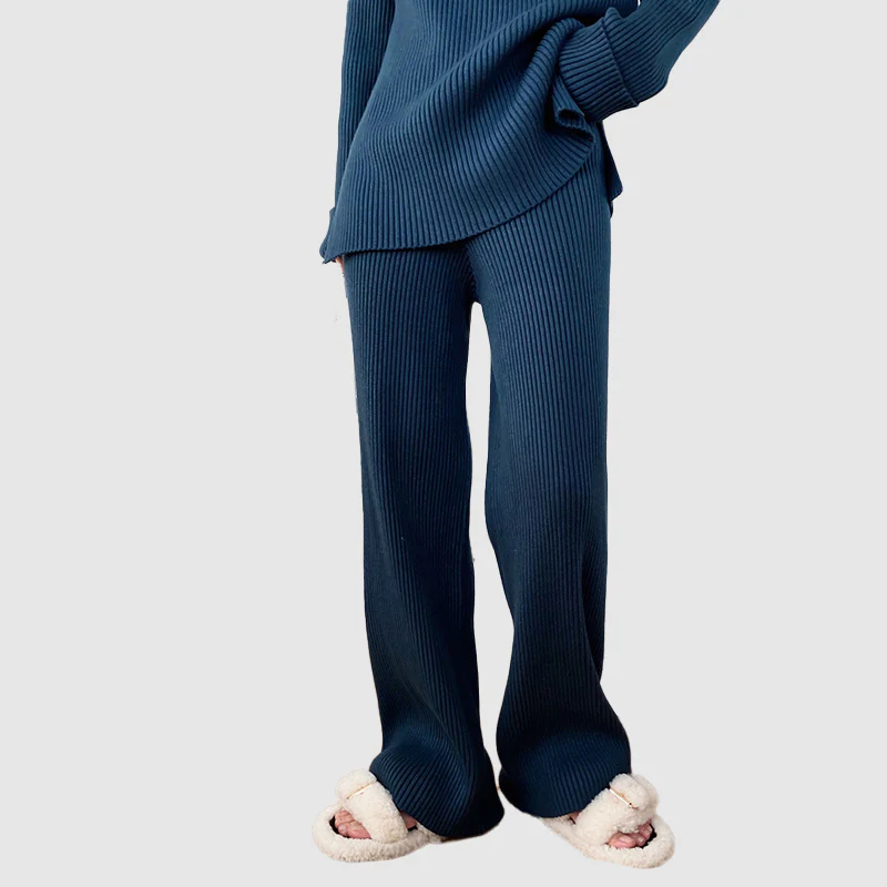 Knitted Co-Ord - Dames Ribgebreide Loungewear Tweedelige Set-Boetiek Moda