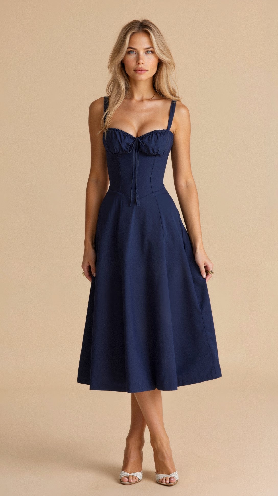 Korsetjurk - Mouwloze Midi Zomerjurk met Split voor dames-Boetiek Moda