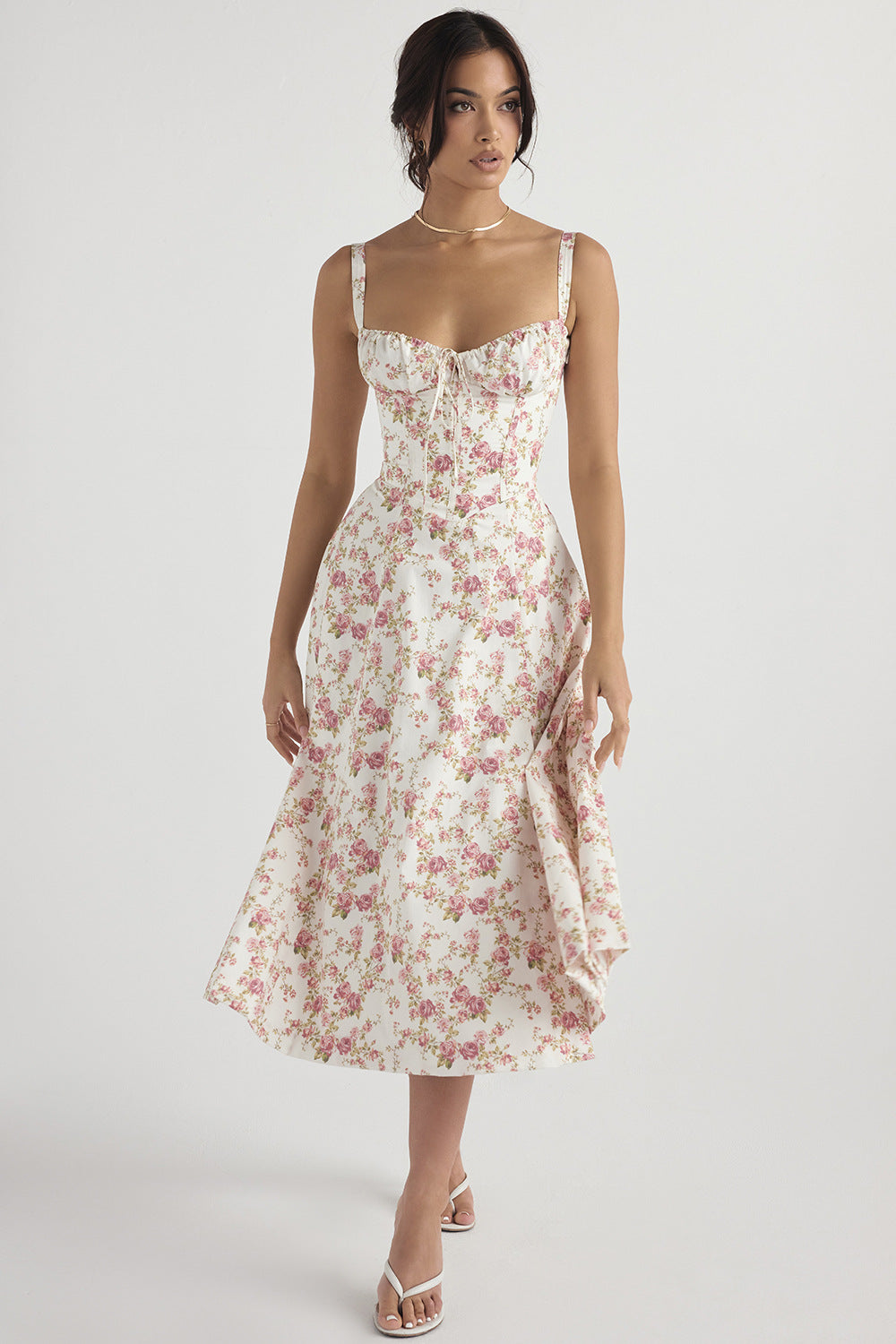 Korsetjurk - Mouwloze Midi zomerjurk met split voor dames-Boetiek Moda