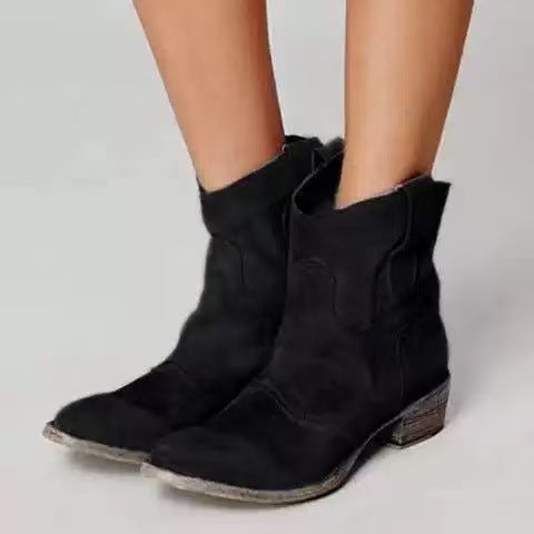 Korte Cowboylaarzen | Western | Suède | Enkellaarzen | Dameslaarzen-Boetiek Moda