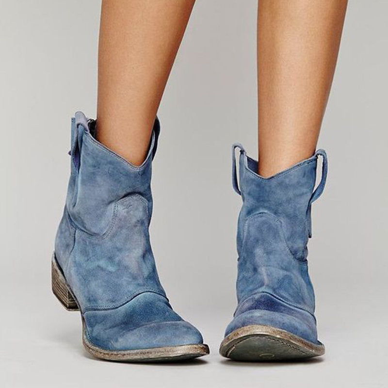 Korte Cowboylaarzen | Western | Suède | Enkellaarzen | Dameslaarzen-Boetiek Moda