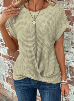 Korte Mouw Top - Dames Loose Fit Crew Hals Zomer Blouse-Boetiek Moda