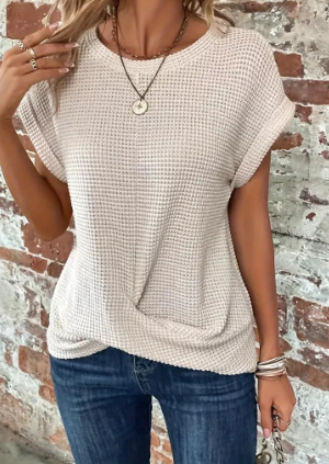 Korte Mouw Top - Dames Loose Fit Crew Hals Zomer Blouse-Boetiek Moda