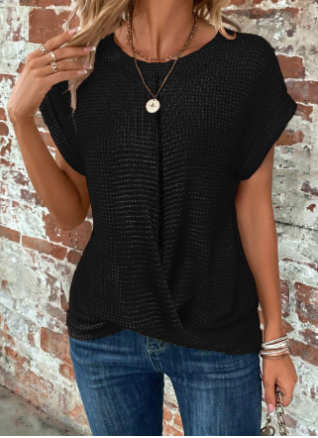 Korte Mouw Top - Dames Loose Fit Crew Hals Zomer Blouse-Boetiek Moda