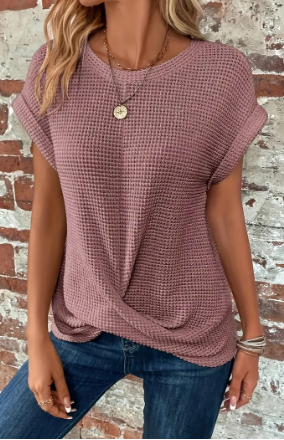 Korte Mouw Top - Dames Loose Fit Crew Hals Zomer Blouse-Boetiek Moda