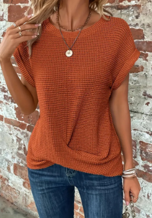 Korte Mouw Top - Dames Loose Fit Crew Hals Zomer Blouse-Boetiek Moda