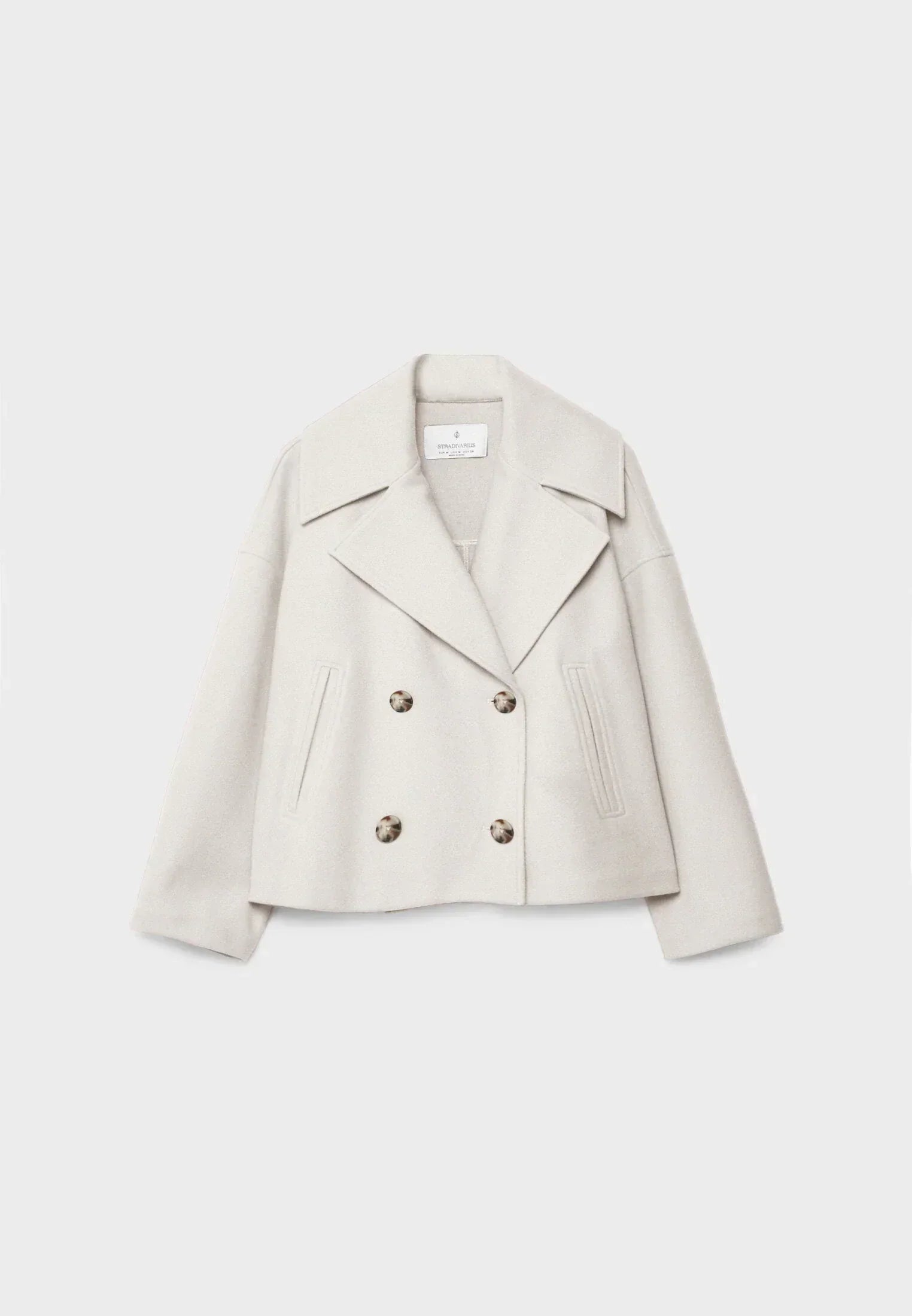 Korte trenchcoat - Dames loose fit korte trenchcoat met twee rijen knopen-Boetiek Moda