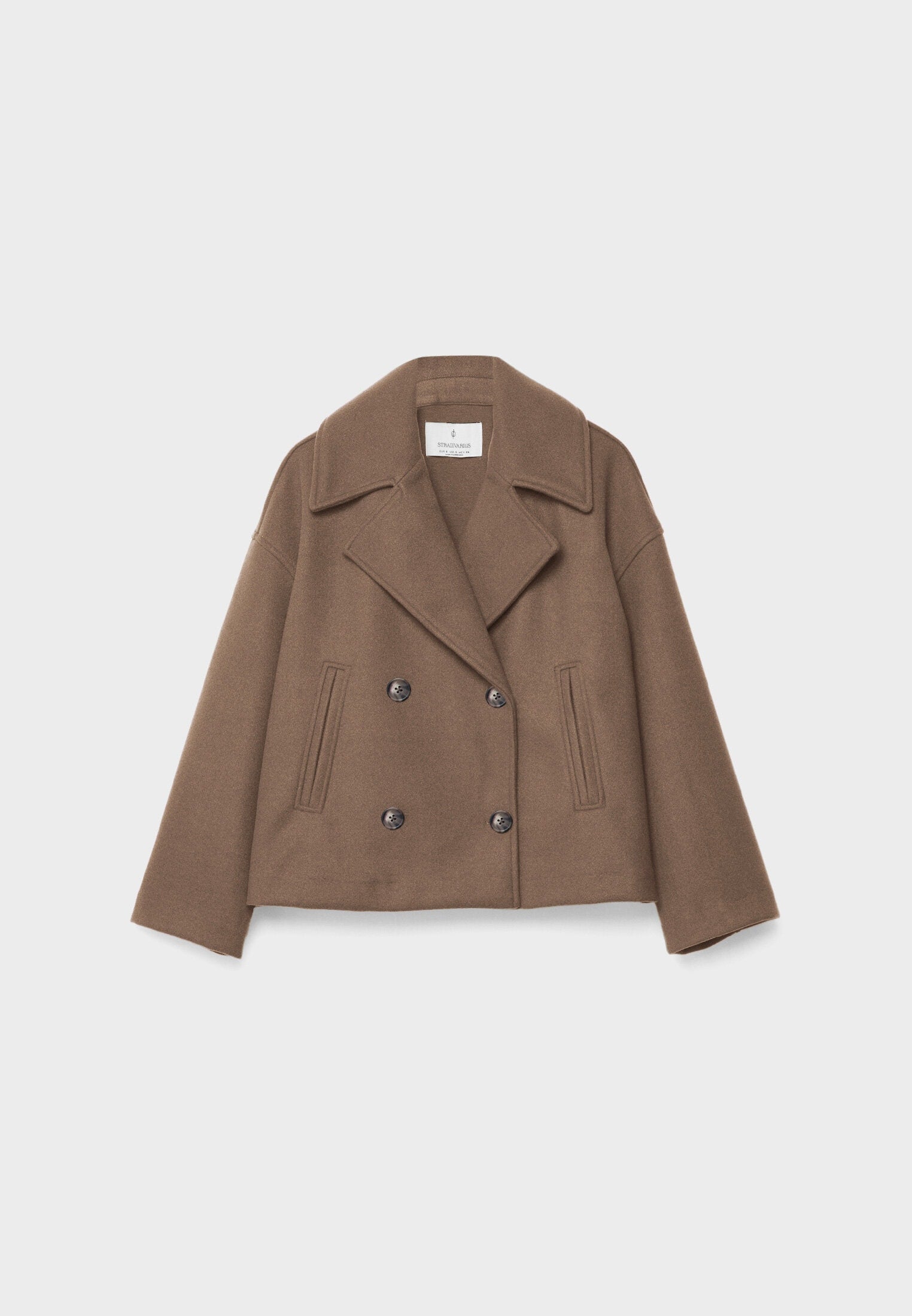 Korte trenchcoat - Dames loose fit korte trenchcoat met twee rijen knopen-Boetiek Moda